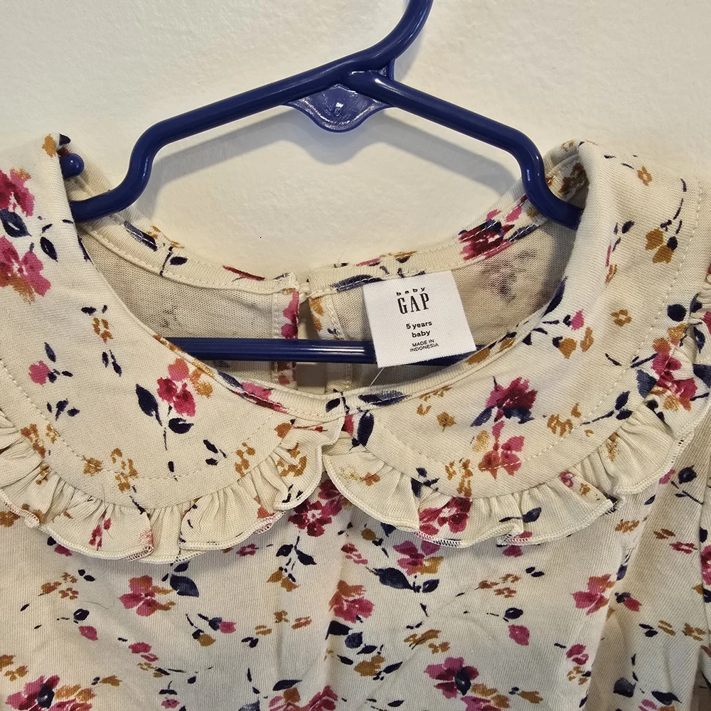 Gap Floral Kids Shirt with Peter Pan Collar Size 5 Nwt